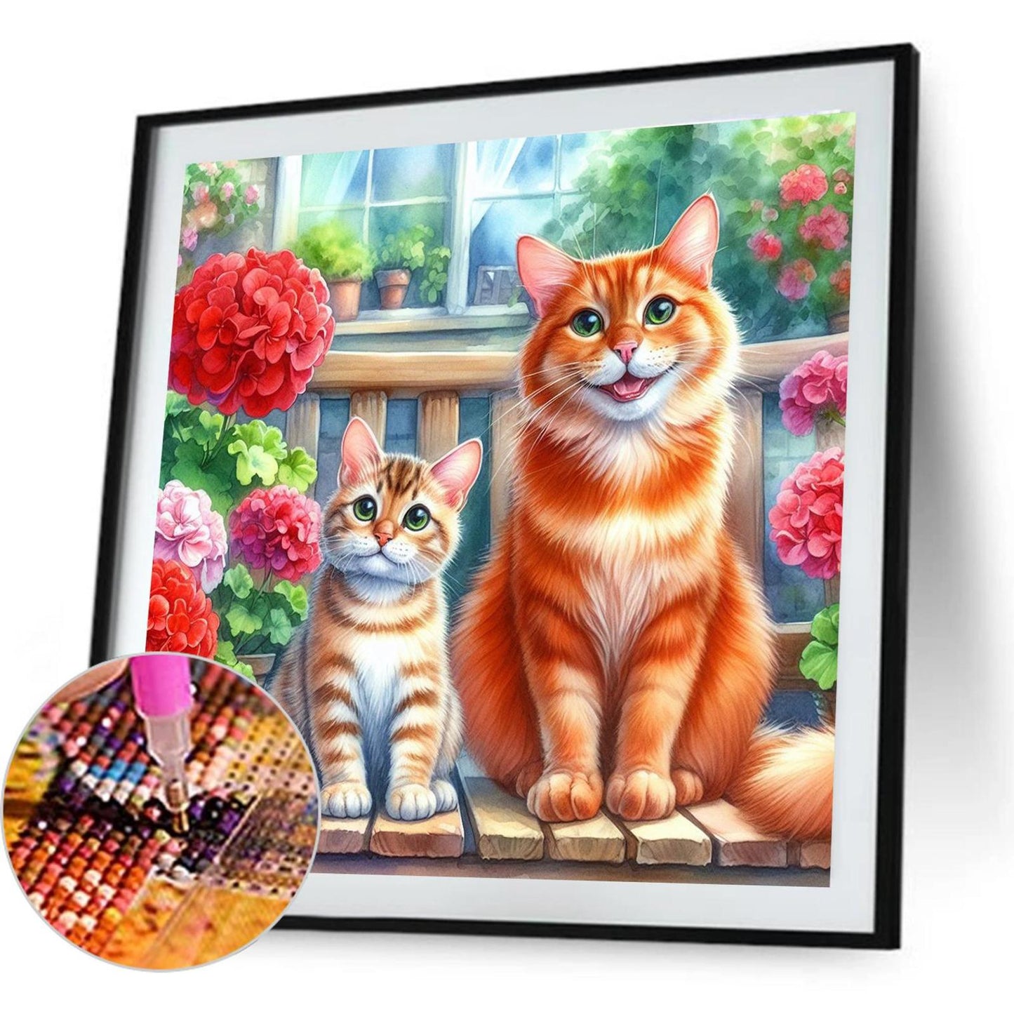 Big Cat And Kitten - Full Round Drill Diamond Painting 40*40CM