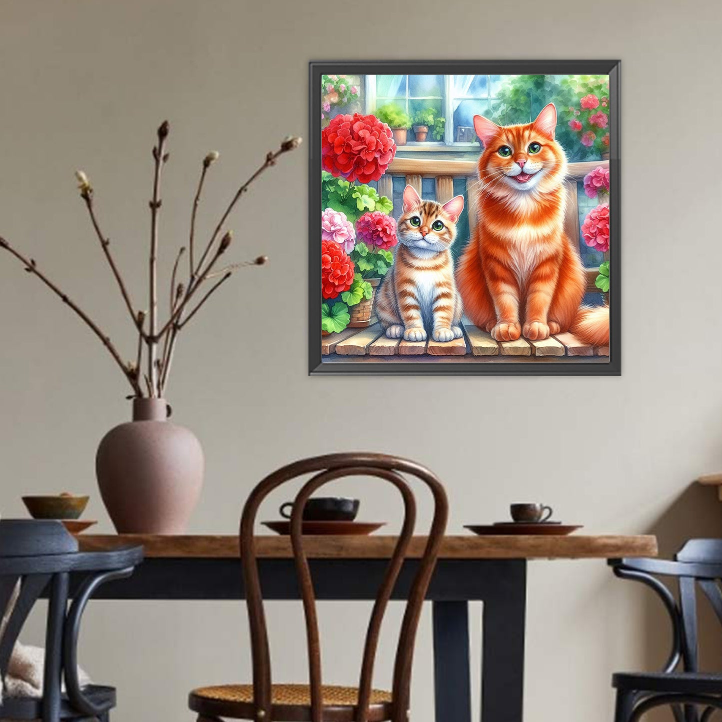 Big Cat And Kitten - Full Round Drill Diamond Painting 40*40CM