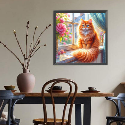 Cat On The Windowsill - Full Round Drill Diamond Painting 40*40CM