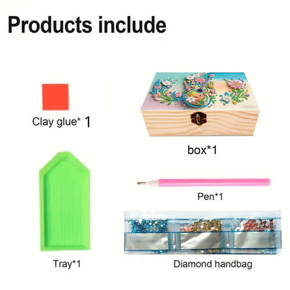 5D DIY Diamond Painting Handmade Wood Storage Box Crystal Storage Case (Guitar)