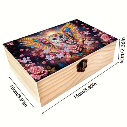 5D DIY Diamond Painting Handmade Wood Storage Box Crystal Storage Case (Owl)
