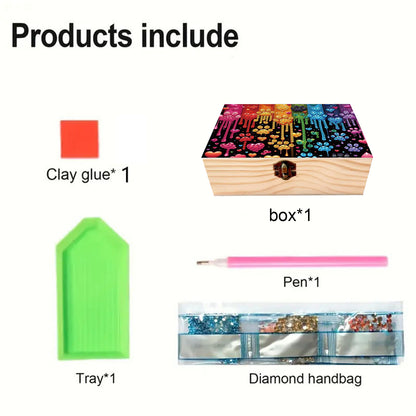 5D DIY Diamond Painting Handmade Wood Storage Box Crystal Storage Case (Heart)