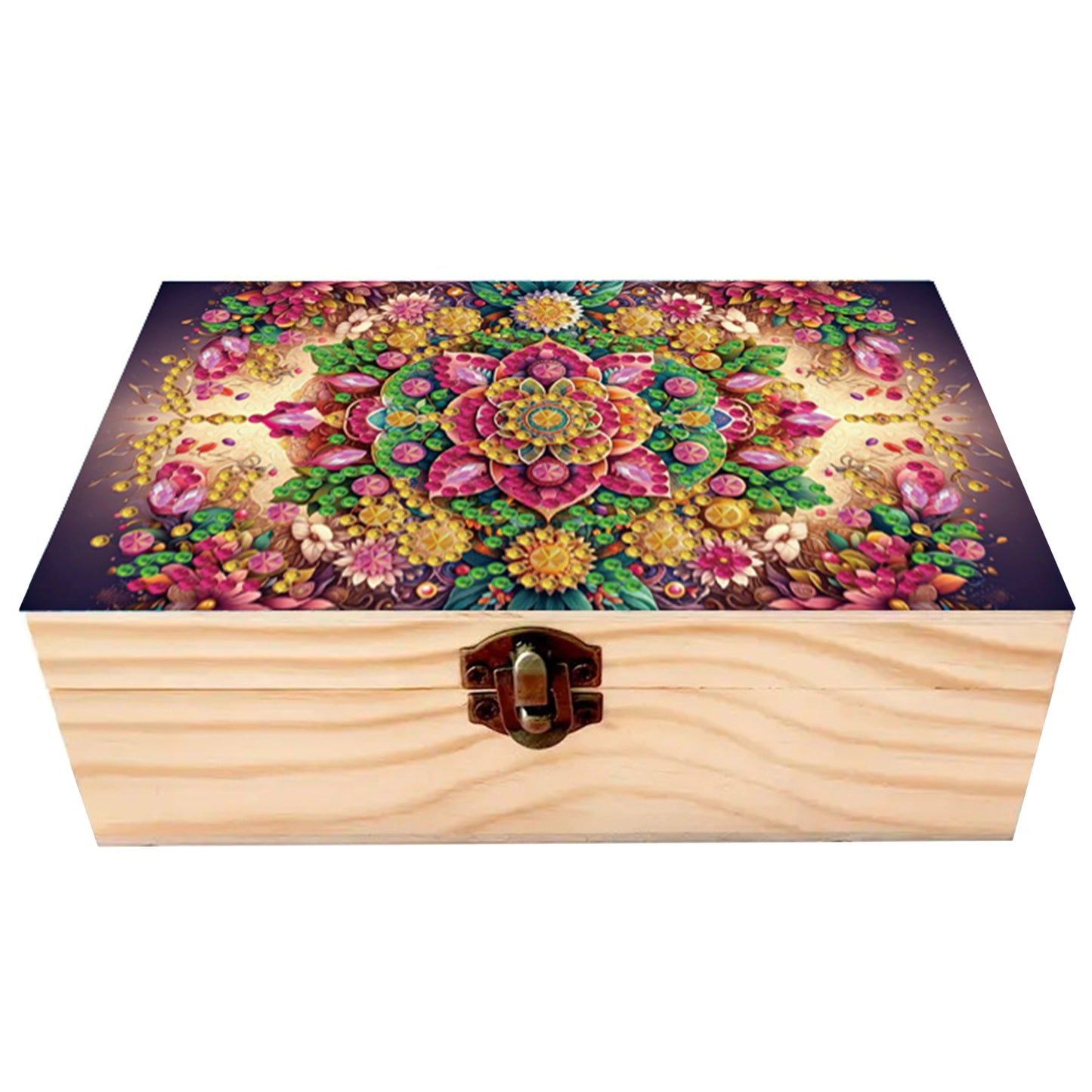 5D DIY Diamond Painting Handmade Wood Storage Box Crystal Storage Case (Pattern)
