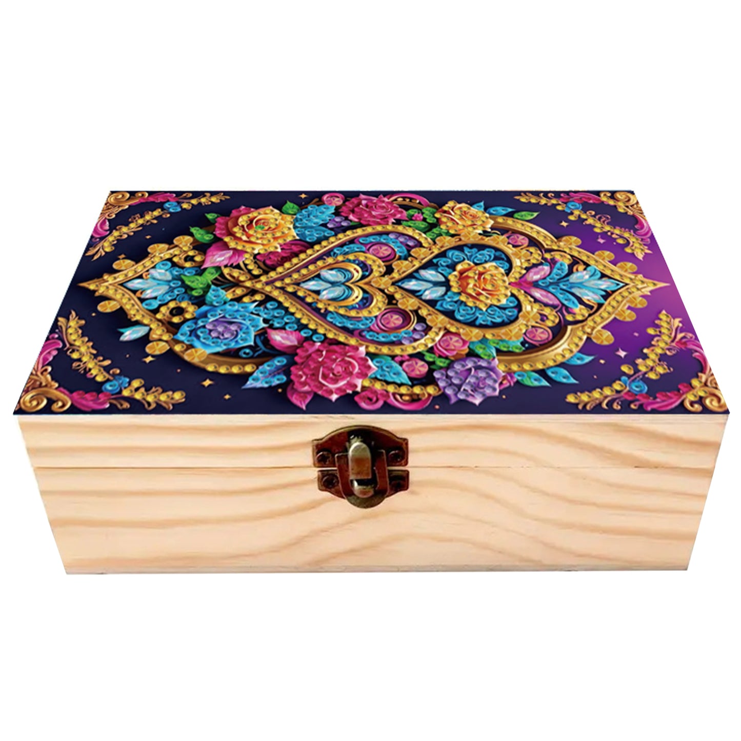 5D DIY Diamond Painting Handmade Wood Storage Box Crystal Storage Case (Pattern)
