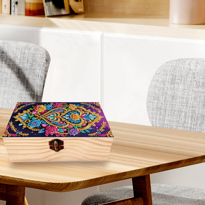 5D DIY Diamond Painting Handmade Wood Storage Box Crystal Storage Case (Pattern)