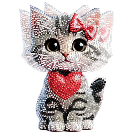 2D Flat DIY Cat Acrylic Shaking Head Diamond Painting Tabletop Ornaments Kit