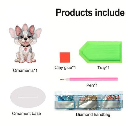 2D Flat DIY Dog Acrylic Shaking Head Diamond Painting Tabletop Ornaments Kit