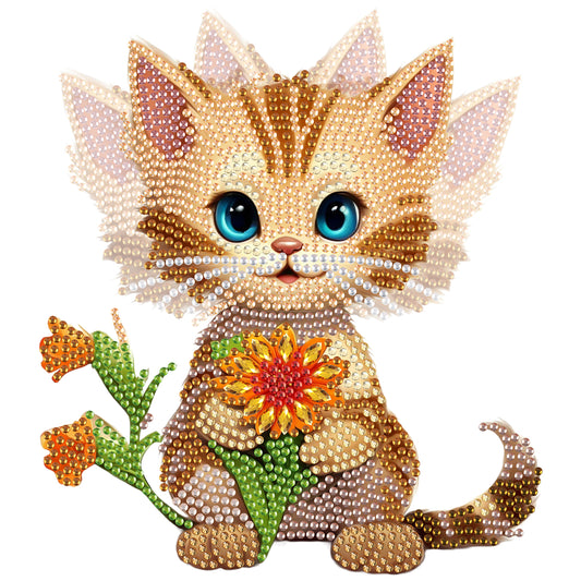 2D Flat DIY Cat Acrylic Shaking Head Diamond Painting Tabletop Ornaments Kit