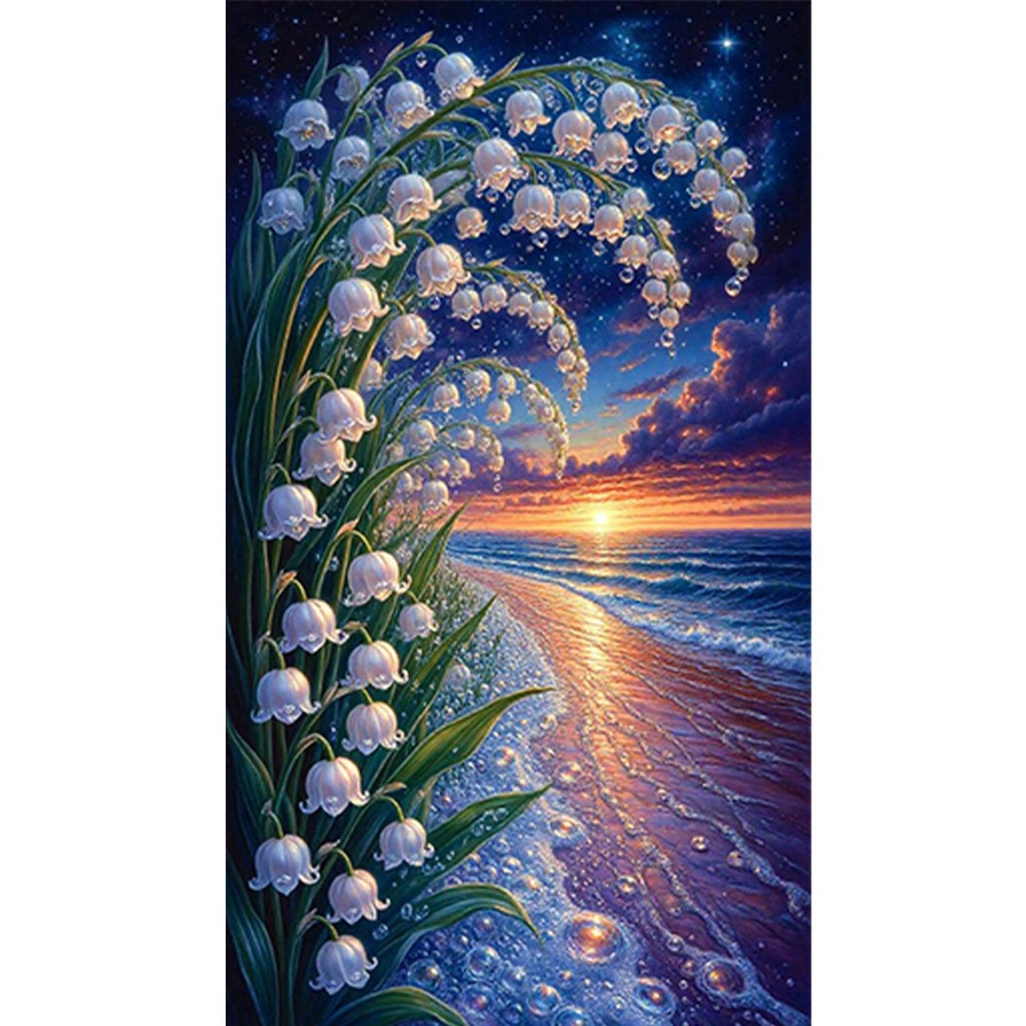 Beach Flower - Full Round Drill Diamond Painting 40*70CM