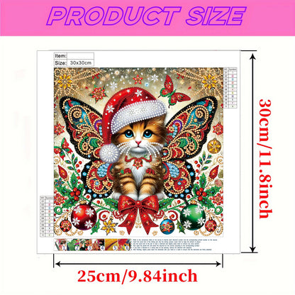 Christmas Cat - Special Shaped Drill Diamond Painting 30*30CM