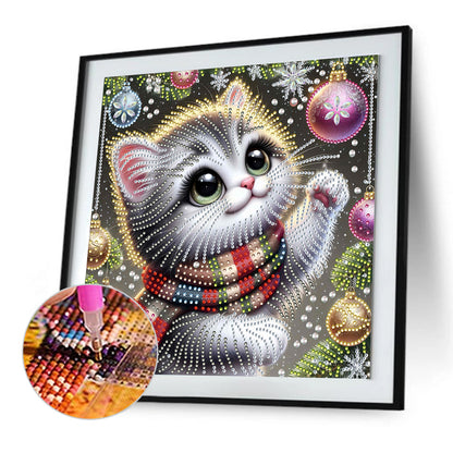 Christmas Cat - Special Shaped Drill Diamond Painting 30*30CM
