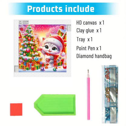 Christmas Cat - Special Shaped Drill Diamond Painting 30*30CM