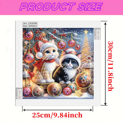 Christmas Cat - Special Shaped Drill Diamond Painting 30*30CM
