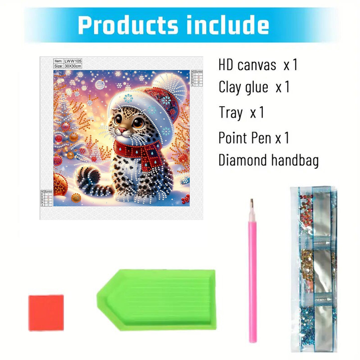 Christmas Leopard - Special Shaped Drill Diamond Painting 30*30CM