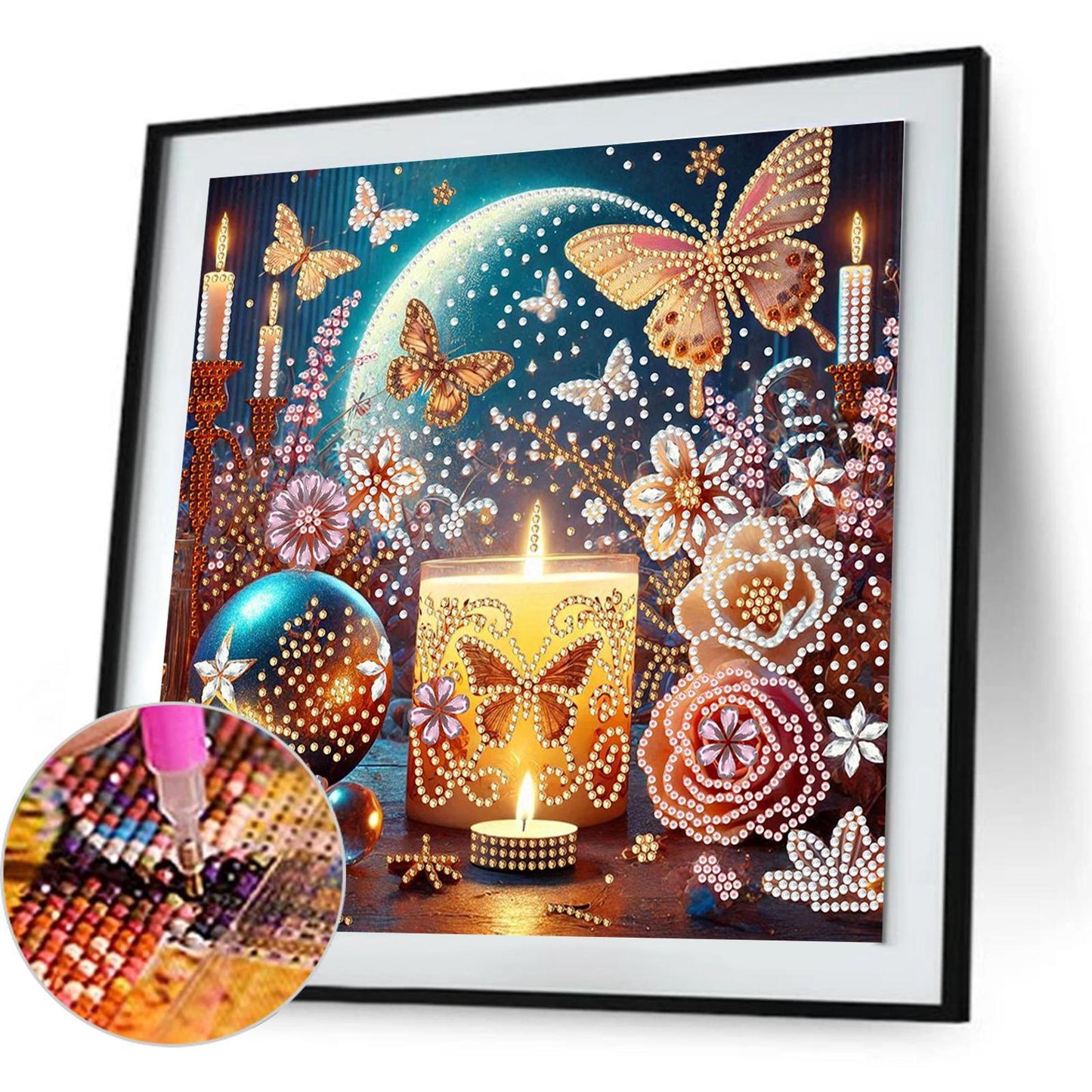 Dreamy Flower Candles - Special Shaped Drill Diamond Painting 30*30CM