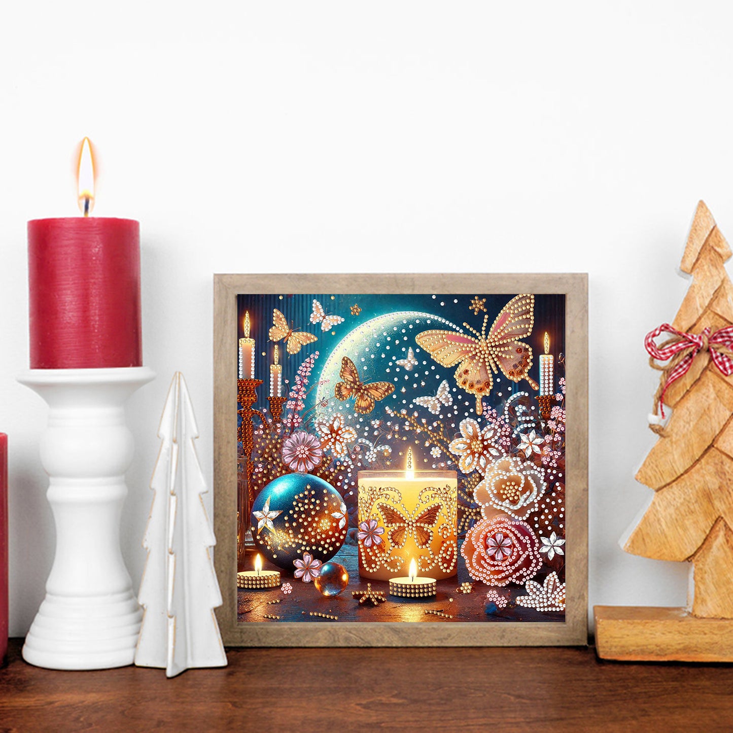 Dreamy Flower Candles - Special Shaped Drill Diamond Painting 30*30CM