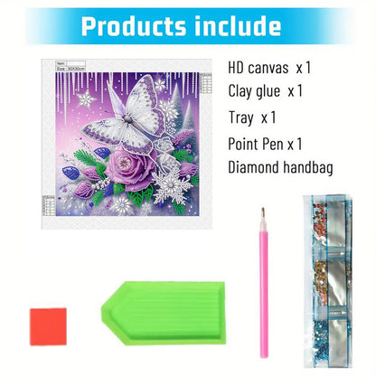 Dreamy Flower Butterflies - Special Shaped Drill Diamond Painting 30*30CM