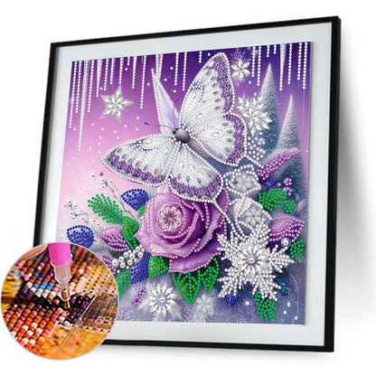 Dreamy Flower Butterflies - Special Shaped Drill Diamond Painting 30*30CM