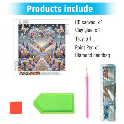 Dreamy Flower Hearts - Special Shaped Drill Diamond Painting 30*30CM