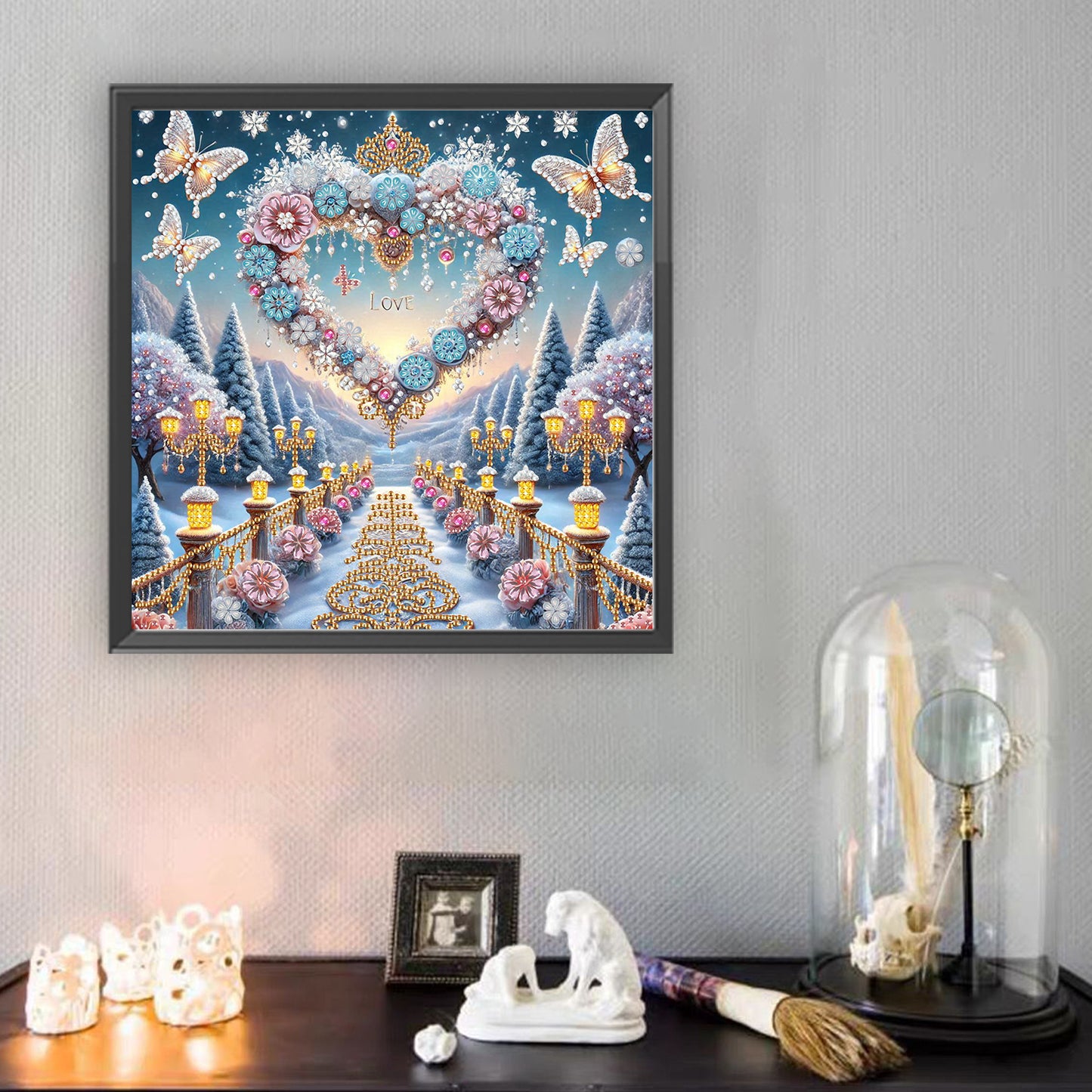 Dreamy Flower Hearts - Special Shaped Drill Diamond Painting 30*30CM