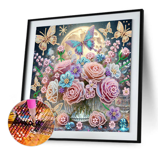 Dream Flower Butterfly - Special Shaped Drill Diamond Painting 30*30CM