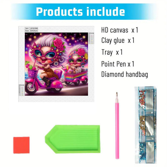 Cute Old Lady - Special Shaped Drill Diamond Painting 30*30CM