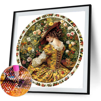 Vintage Girl - Full Round Drill Diamond Painting 40*40CM