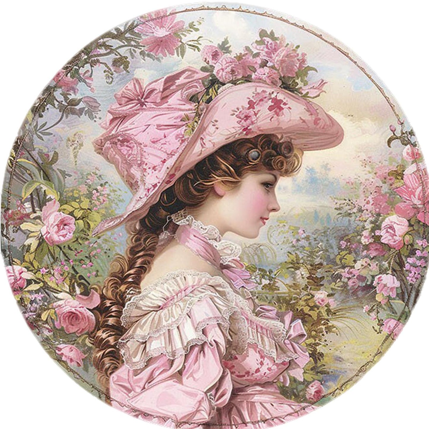 Vintage Girl - Full Round Drill Diamond Painting 40*40CM