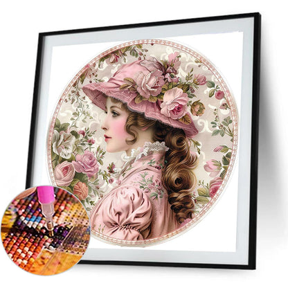 Vintage Girl - Full Round Drill Diamond Painting 40*40CM