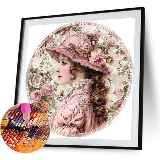 Vintage Girl - Full Round Drill Diamond Painting 40*40CM