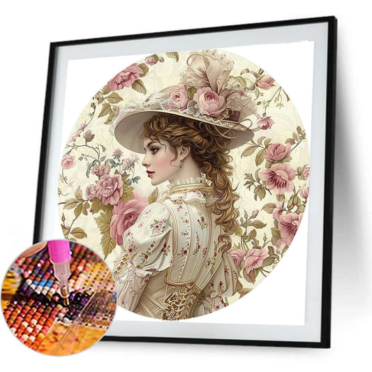 Vintage Girl - Full Round Drill Diamond Painting 40*40CM