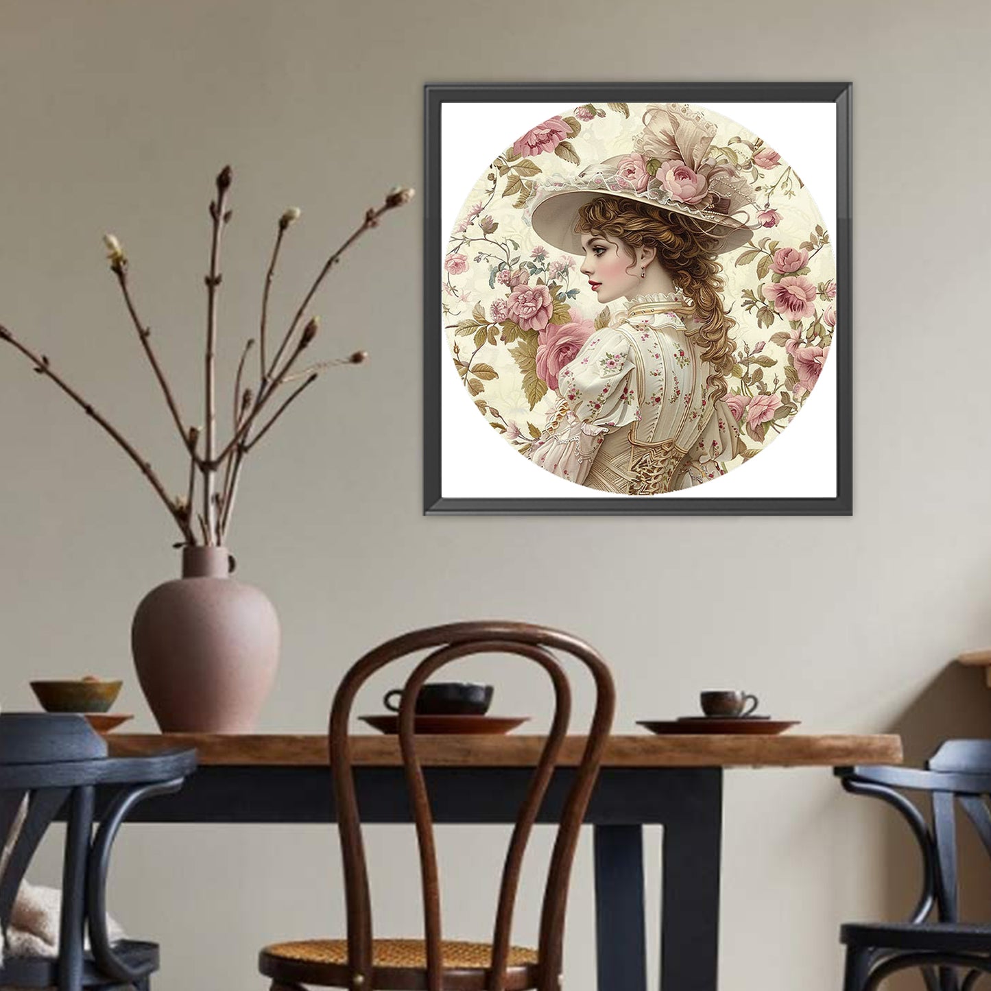 Vintage Girl - Full Round Drill Diamond Painting 40*40CM