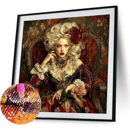 Vintage Girl - Full Round Drill Diamond Painting 40*40CM