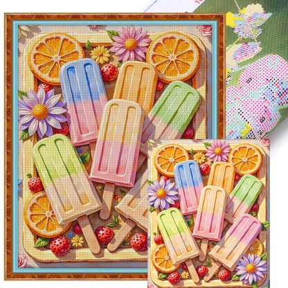 Fruit Rainbow Popsicle - 11CT Stamped Cross Stitch 60*75CM (Brand)