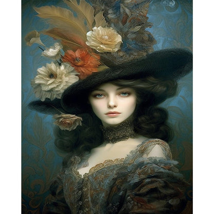 Vintage Girl - Full Round Drill Diamond Painting 40*50CM