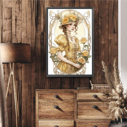Vintage Girl - Full Round Drill Diamond Painting 40*60CM