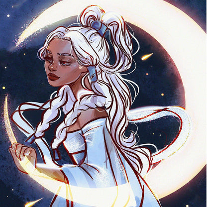 Moon And Girl - Full Round Drill Diamond Painting 50*50CM