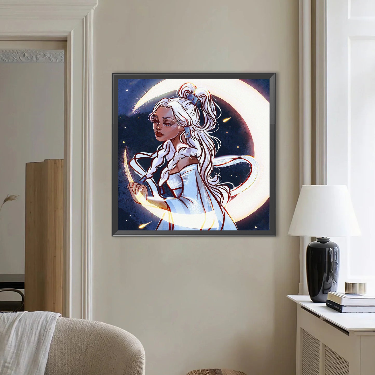 Moon And Girl - Full Round Drill Diamond Painting 50*50CM