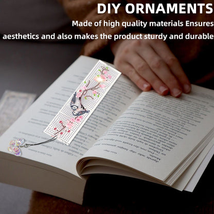 5Pcs Bird DIY Diamond Bookmark Art Projects with Crystal Pendant for Book Lovers