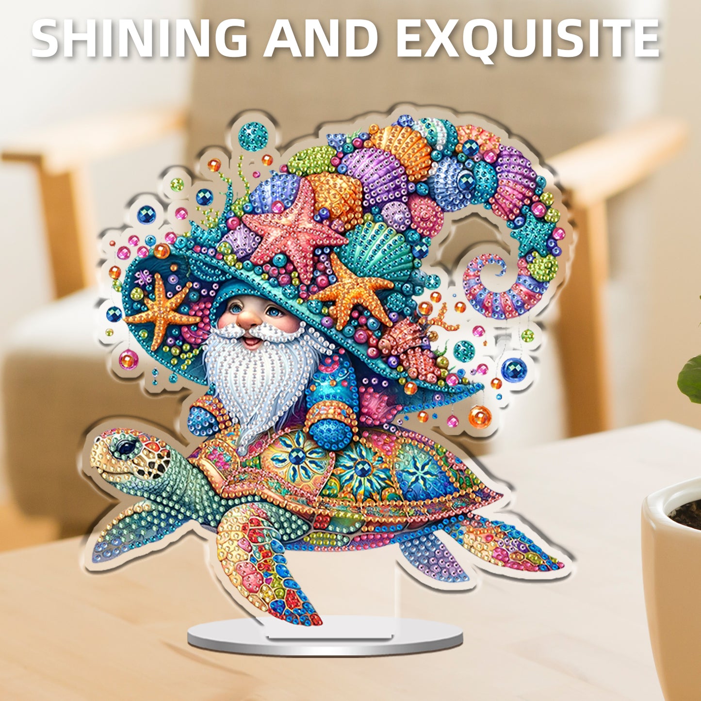 Turtle DIY 2D Flat Print Acrylic Desktop Diamond Art Kits 24x22cm Desktop Decor