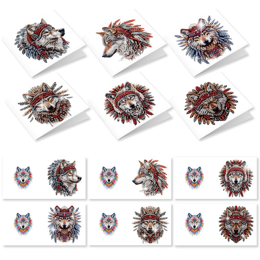 12Pcs Indian Wolf Horse DIY Diamond Painting Greeting Cards for Adults Gifts