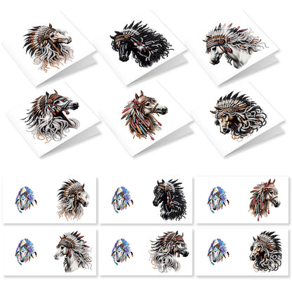 12Pcs Indian Wolf Horse DIY Diamond Painting Greeting Cards for Adults Gifts