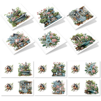 12Pcs Garden Flowers DIY Diamond Painting Greeting Cards for Adult Holiday Gifts