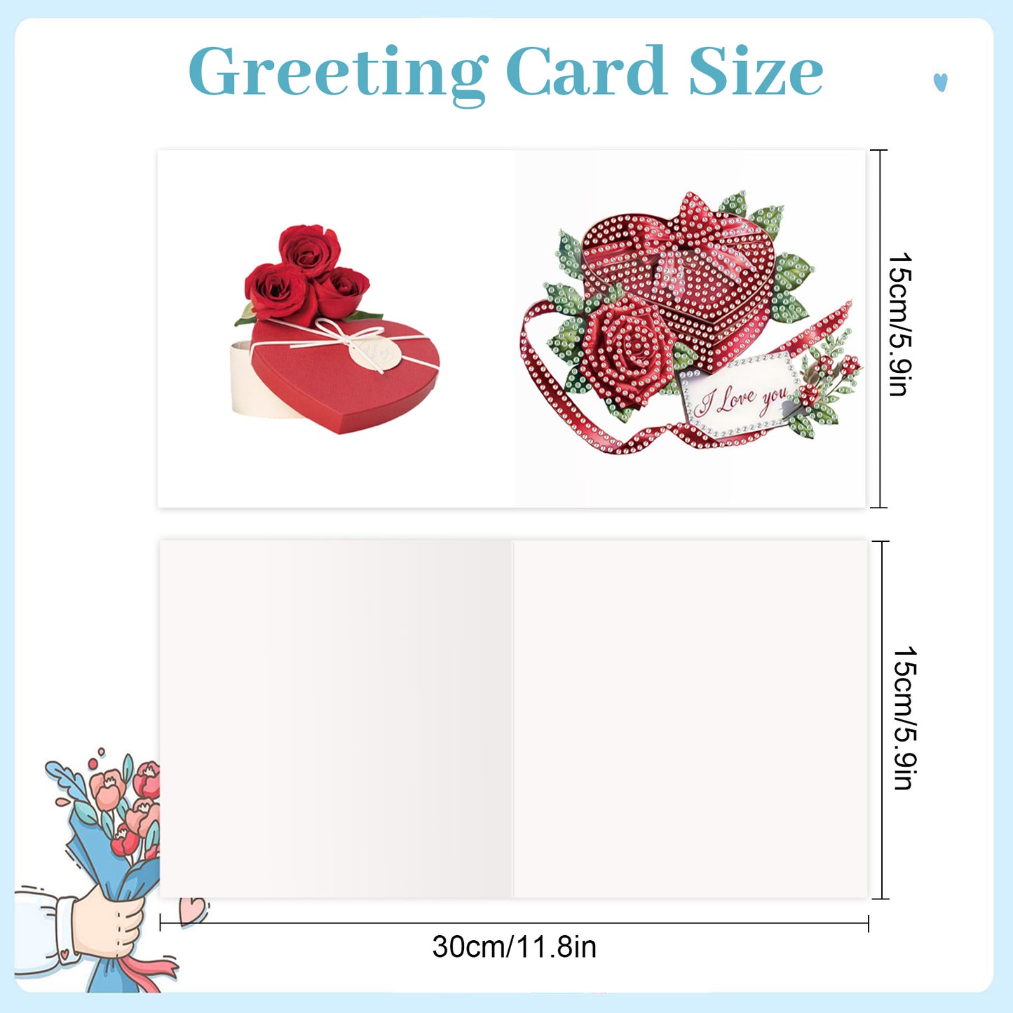12Pcs Valentines Day Heart DIY Diamond Painting Greeting Cards for Adults Gifts