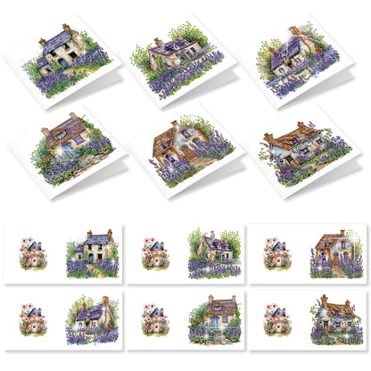 12Pcs Lavender DIY Diamond Painting Greeting Cards for Adult Holiday Gifts