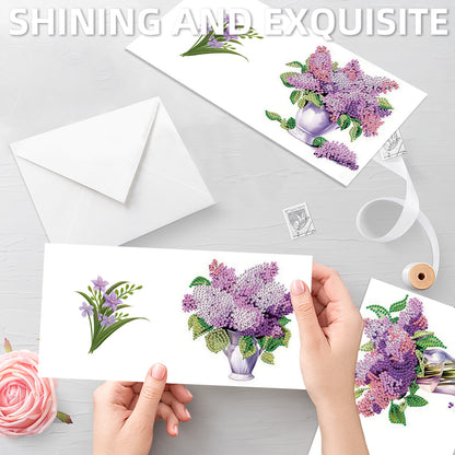 12Pcs Bouquet DIY Diamond Painting Greeting Cards for Adult Holiday Gifts