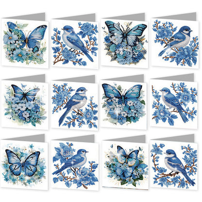 12Pcs Butterfly Bluebird DIY Diamond Painting Greeting Cards for Adults Gifts