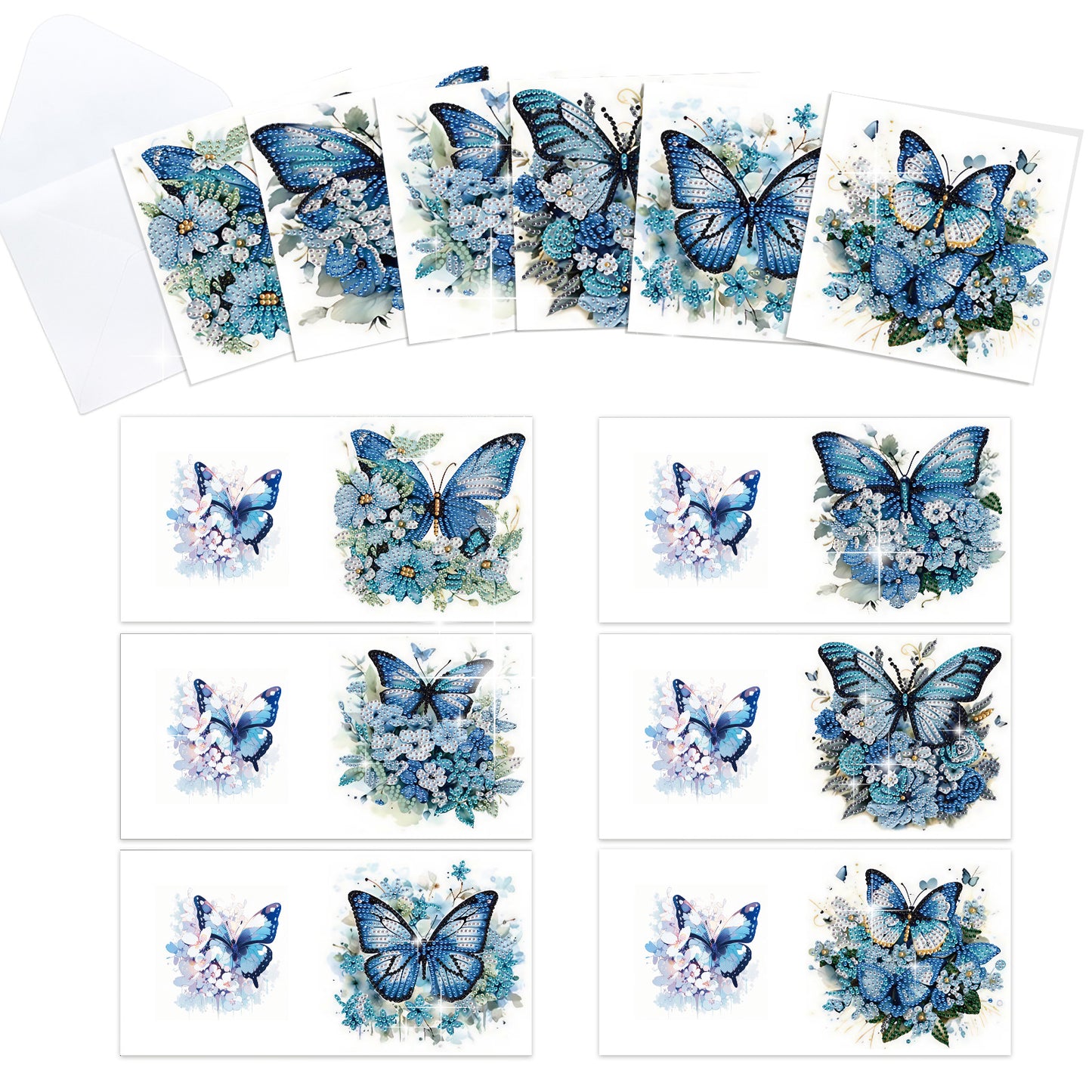 12Pcs Butterfly Bluebird DIY Diamond Painting Greeting Cards for Adults Gifts