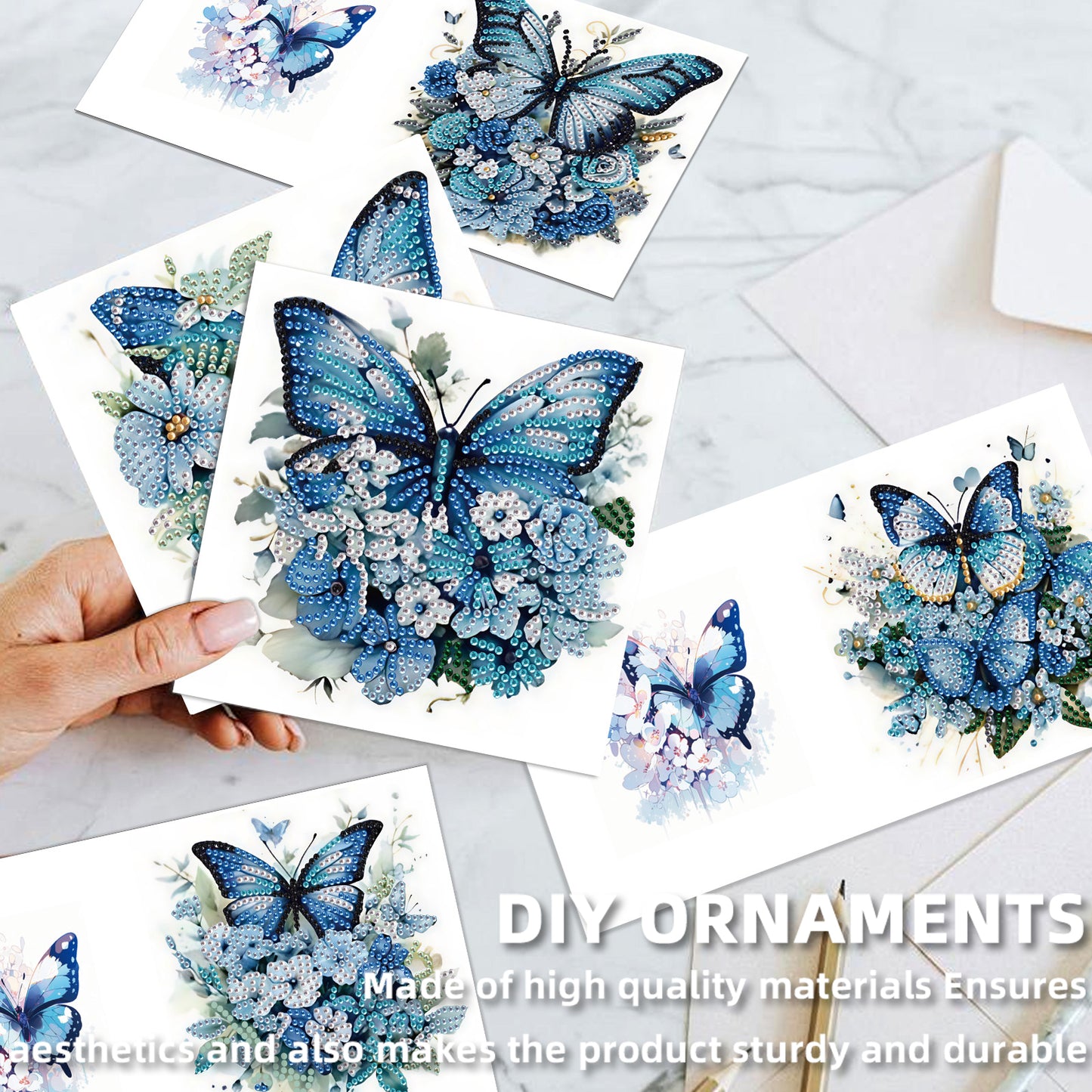 12Pcs Butterfly Bluebird DIY Diamond Painting Greeting Cards for Adults Gifts