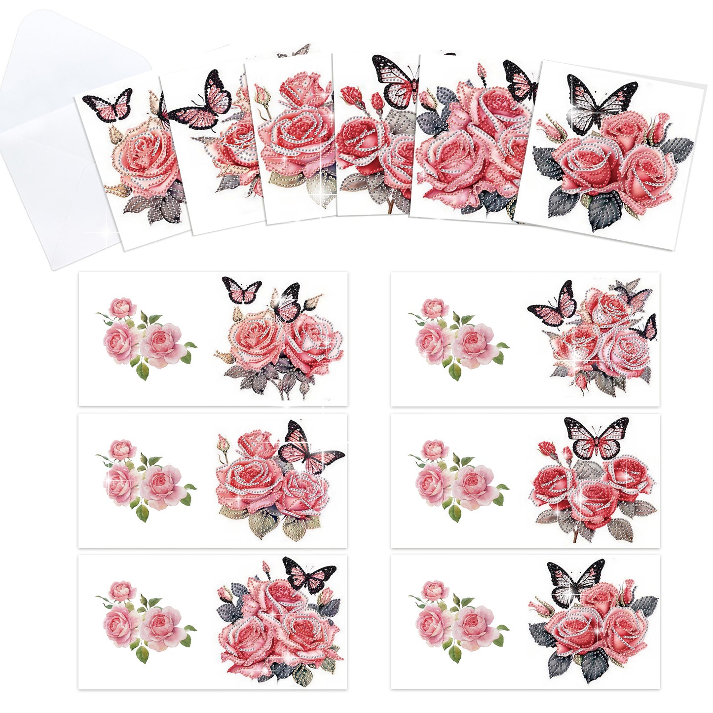 12Pcs Butterfly Dragonfly DIY Diamond Painting Greeting Cards for Adults Gifts